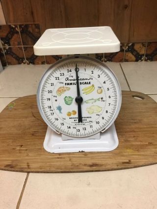 Vintage 60s American Family Kitchen Counter Top 25 Lb Spring Scale