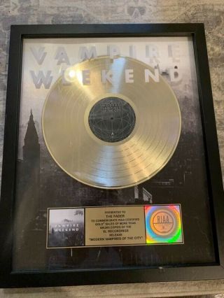 Vampire Weekend - Usa Riaa Gold Lp Award / Modern Vampires Of The City (rare)