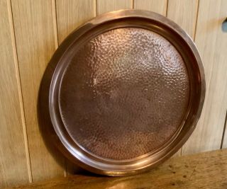 Joseph Sankey Arts And Crafts Hammered Solid Copper Tray,  Large,  Fully Marked J S