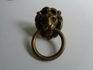 Antique Lions Head Brass Or Bronze Drawer Pull Decorators Dream Condtn