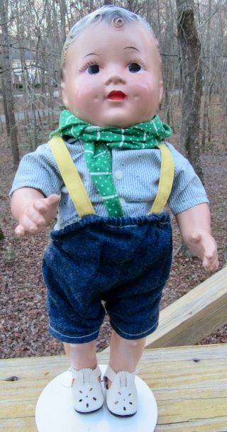 Antique Vintage 13.  5 " Composition Boy Doll Buddy Lee Look - Alike Clothes Shoes