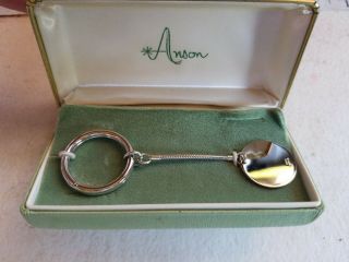 Vintage Anson Sterling Silver Keychain Key Tab Engraved F.  B.  E.
