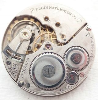 Antique 16s Elgin Grade 386 17j Hunter Pocket Watch Movement Parts