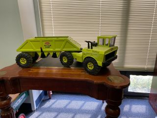 Vintage Mighty Tonka Lime Green Bottom Dump Truck Rare Pressed Steel 2 Piece Exc