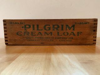 Rare Antique Kraft - Phenix Pilgrim Cream Loaf 3 - Pound Wooden Cheese Box 1920 