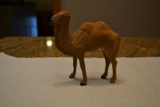 Vintage Germany Stick Leg Composition Antique Camel Putz Nativity Flocked