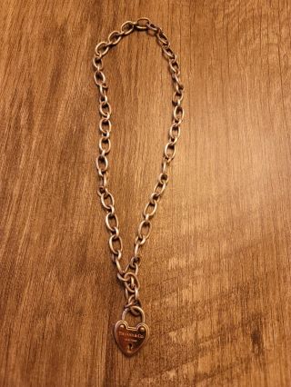 Tiffany & Co.  18k Rose Gold/925 Silver Heart Lock - Retired Rare Necklace Bag Box