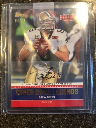 2011 Drew Brees Bowl Legends Autographed 4/10 Very Rare Hall Of Fame Goat