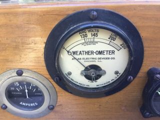 Antique Vintage Roller - Smith weather ometer volts ampers,  Wood Case, 2