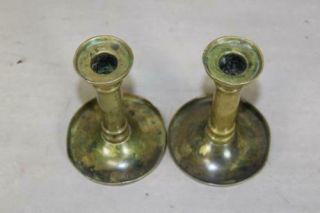 RARE PAIR EARLY 17TH C DUTCH BRASS CANDLESTICKS BOLD BALUSTER FORM 3
