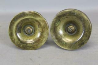 RARE PAIR EARLY 17TH C DUTCH BRASS CANDLESTICKS BOLD BALUSTER FORM 5