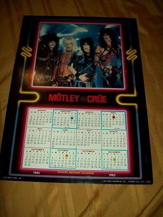 Motley Crue Vintage Poster Calendar 1984 Rare Shout At The Devil Lp