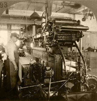 Keystone Stereoview Of A Loom In A Woolen Mill From Rare 1930s History Set H293