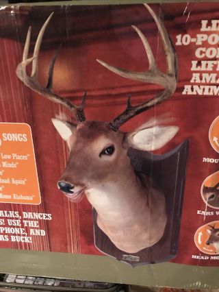 Gemmy Buck Animated Deer Talks Sings With Remote & Microphone Box Rare