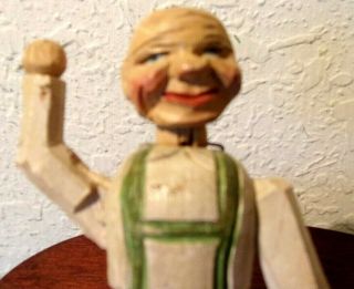 RARE VINTAGE ANRI ITALY WOODEN BOTTLE STOPPER MAN WITH MOVING ARM MECHANICAL 3