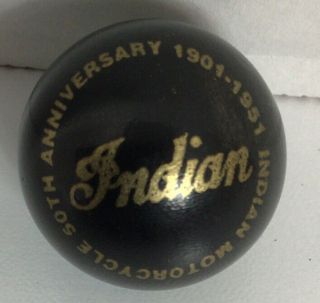 Rare Indian Motorcycle 50th Anniversary Black And Gold 7/8 " Marble