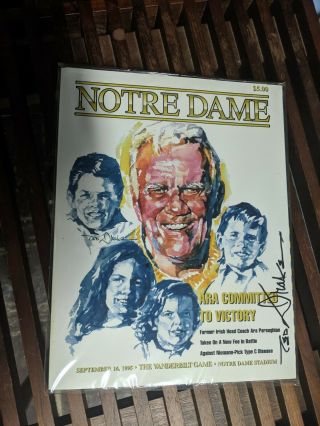 Notre Dame Rare Football Program Ara Parseghian Ted Drake Autograph Signature