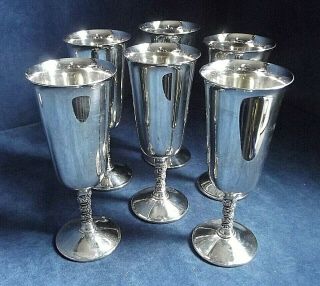 Set Of 6 Silver Plated Wine Goblets By Valero