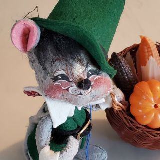 Annalee Mobility Thanksgiving Pilgrim Mouse Pair Doll 3050 Green Clothes 7 