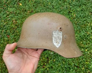Ww Ii Hungarian Made German Stahlhelm Combat Helmet For Norway Army Rare Norge