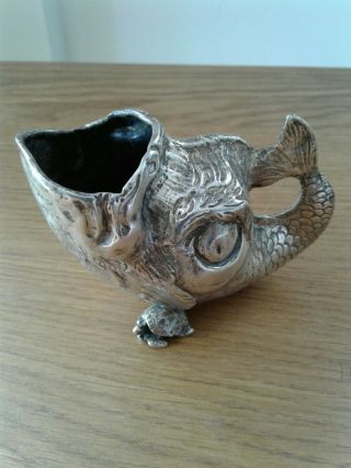 Rare Antique Victorian Solid Sterling Silver Novelty Jug In The Form Of A Fish L
