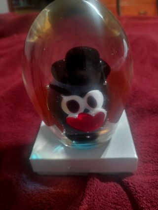 Rare Vintage Murano Egg Shaped Clown Head Paperweight
