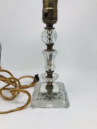 Antique Vintage 10” Glass Table Lamp Akro Agate Boidoir Light