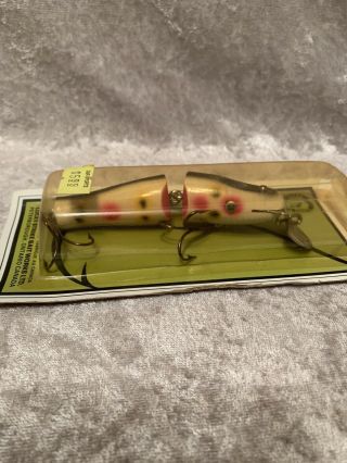 Vintage Lucky Strike Pike Minnow Strawberry Jointed Wood Lure NIB 2