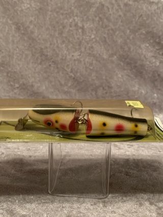 Vintage Lucky Strike Pike Minnow Strawberry Jointed Wood Lure NIB 3