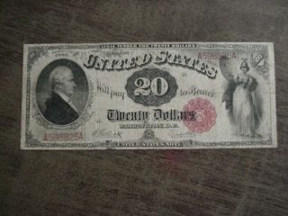 Rare 1880 $20 $20.  00 Twenty Dollar United States Legal Tender Note Bill Vg Nr