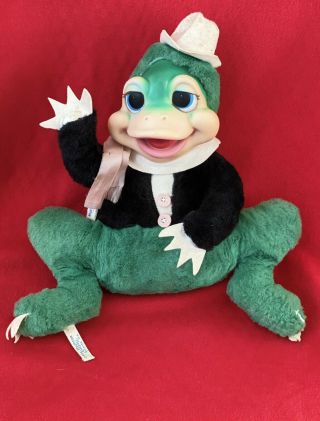 Htf Vintage Rubber Faced Rushton Frog - Plush Rubber Face - Rare Double Tagged