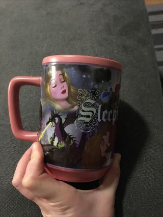 Disney Sleeping Beauty Mug Princess Aurora Full Cast Pink 16 Fl Oz Cup Rare