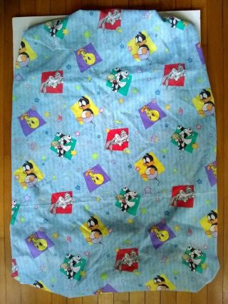 Baby Looney Tunes Crib Sheet Vintage Bugs Bunny Tweety Daffy Sylvester Euc