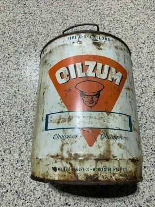 Vintage 5 Gallon Oilzum Metal Oil Can