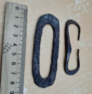 SET of 2 Rare Antique Fire Strikers Hand Forged Iron Primitive Tool 3