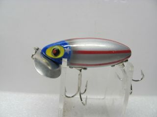 Pristine Arbogast 5/8 Oz.  Jitterbug In Silver,  Red And Blue With Silver Stars