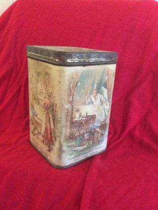 Carr Co Tin Litho Biscuit Box Charles Dickens Christmas Carol Antique England