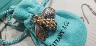 Tiffany & Co Rare Vintage Bumble Bee Sterling & 18kt Dots Pin Brooch