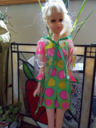 Vintage Barbie Francie Casey 1213 Pazam Raincoat With Green Shoes Hanger Mod