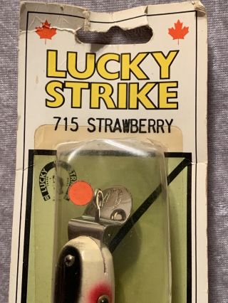 Vintage Lucky Strike Pike Minnow Strawberry Straight Wood Lure NIB 2