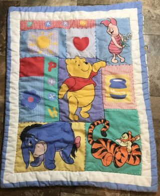 Vintage Rare Winnie The Pooh And Friends Crib Comforter 1998