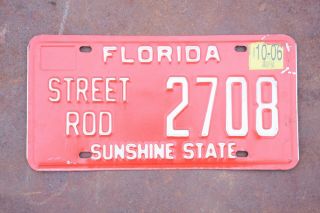 Vintage Florida Expired License Plate Has Street Rod On It Very Rare Plate