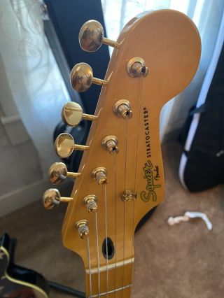 2014 Fender Squier 60th Stratocaster Aztec Gold W/ Fender 60th Gig bag RARE 6
