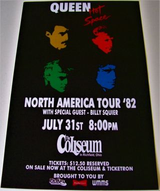 Queen Stunning Rare Concert Poster July 31st 1982 Richfield Coliseum Ohio U.  S.  A.