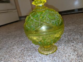 Antique 19th Century Eapg Vaseline Uranium Glass Compote Vintage