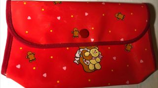 Vintage Sanrio Teddy Bear Red Pouch Bag Coin Purse 1985 1986 Rare Japan