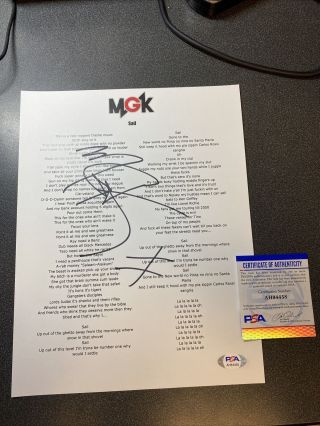 Mgk Signed Autographed Lyric Sheet Sail Psa Machine Gun Kelly Rare