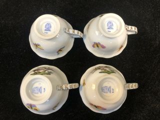 RARE Herend Rothschild Bird Set of 4 Demitasse Cups/Saucers 735 RO 6