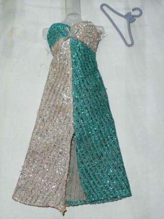 Vintage Barbie Tlc Silver Serenade 3419 Turquoise Silver Metallic Dress