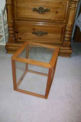 Vintage Wood And Glass Display Case Square